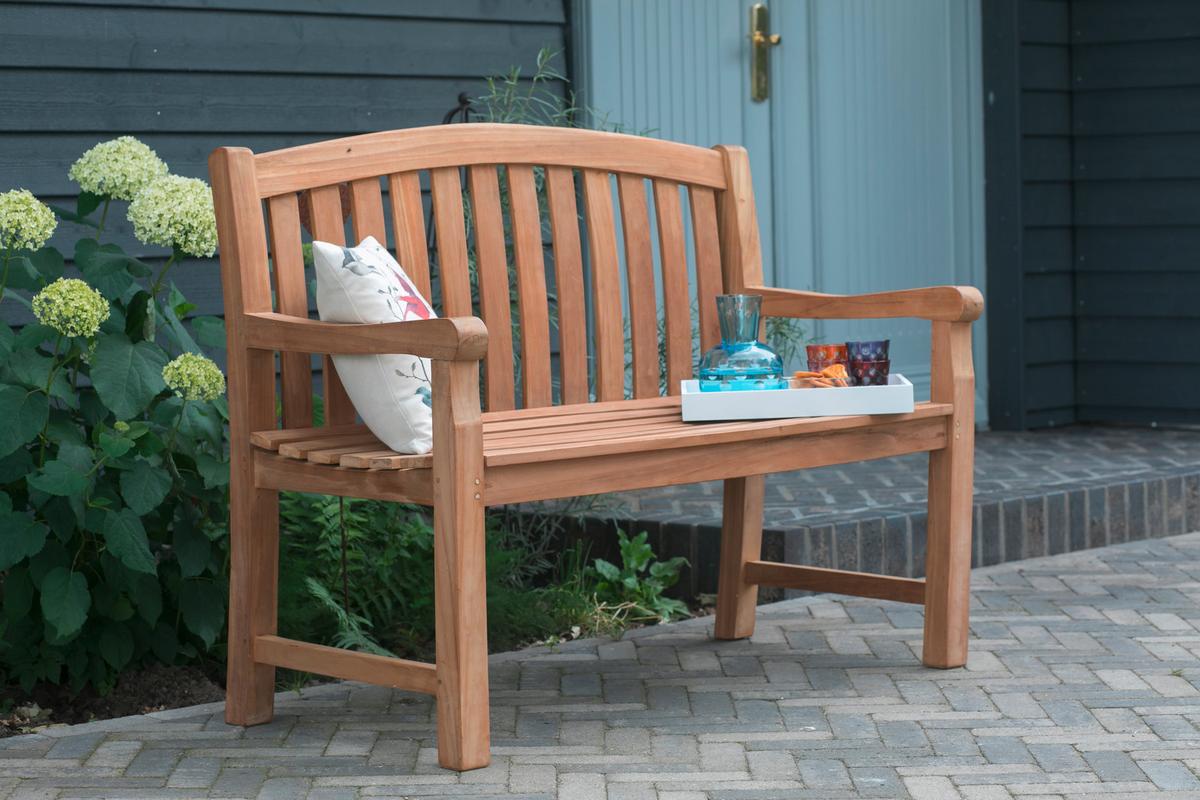 Gartenbank Woodie ca. 120x57x94 cm Teak massiv - Naturfarben, Basics, Holz (120/57/94cm) - Gardenson