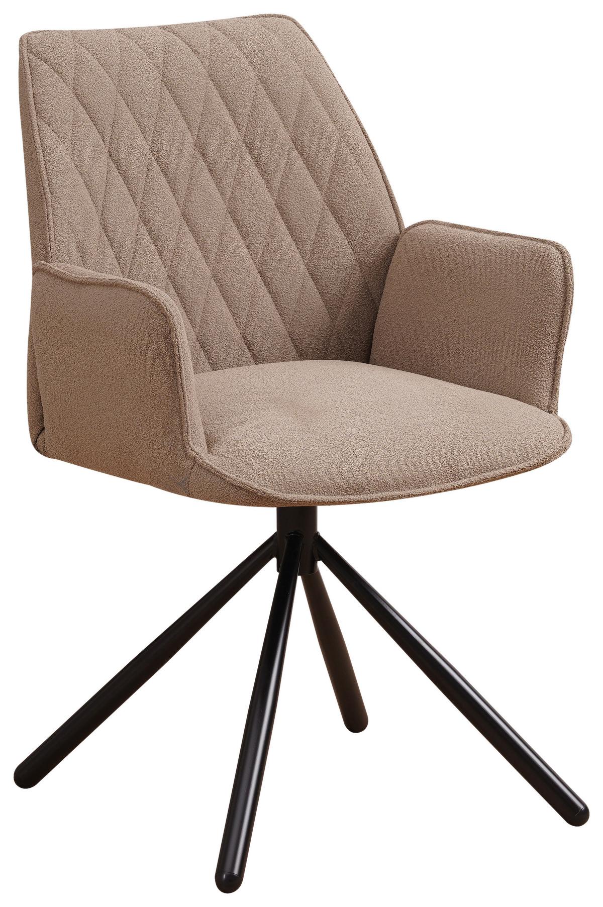 Armlehnstuhl-Set Reims ca. 56x97 cm 2er Set Taupe - Taupe/Schwarz, Design, Textil/Metall (56/97/52,5cm) - MID.YOU
