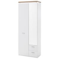Garderobenschrank Cali in Weiss - Weiss/Eichefarben, Modern, Holzwerkstoff/Metall (75/201/38cm) - Premium Living
