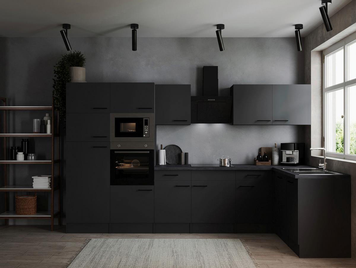 Kotna Kuhinja Z Aparati Oliver, 340x172cm - temno siva/črna, Design, kovina/leseni material (340/172cm) - Respekta