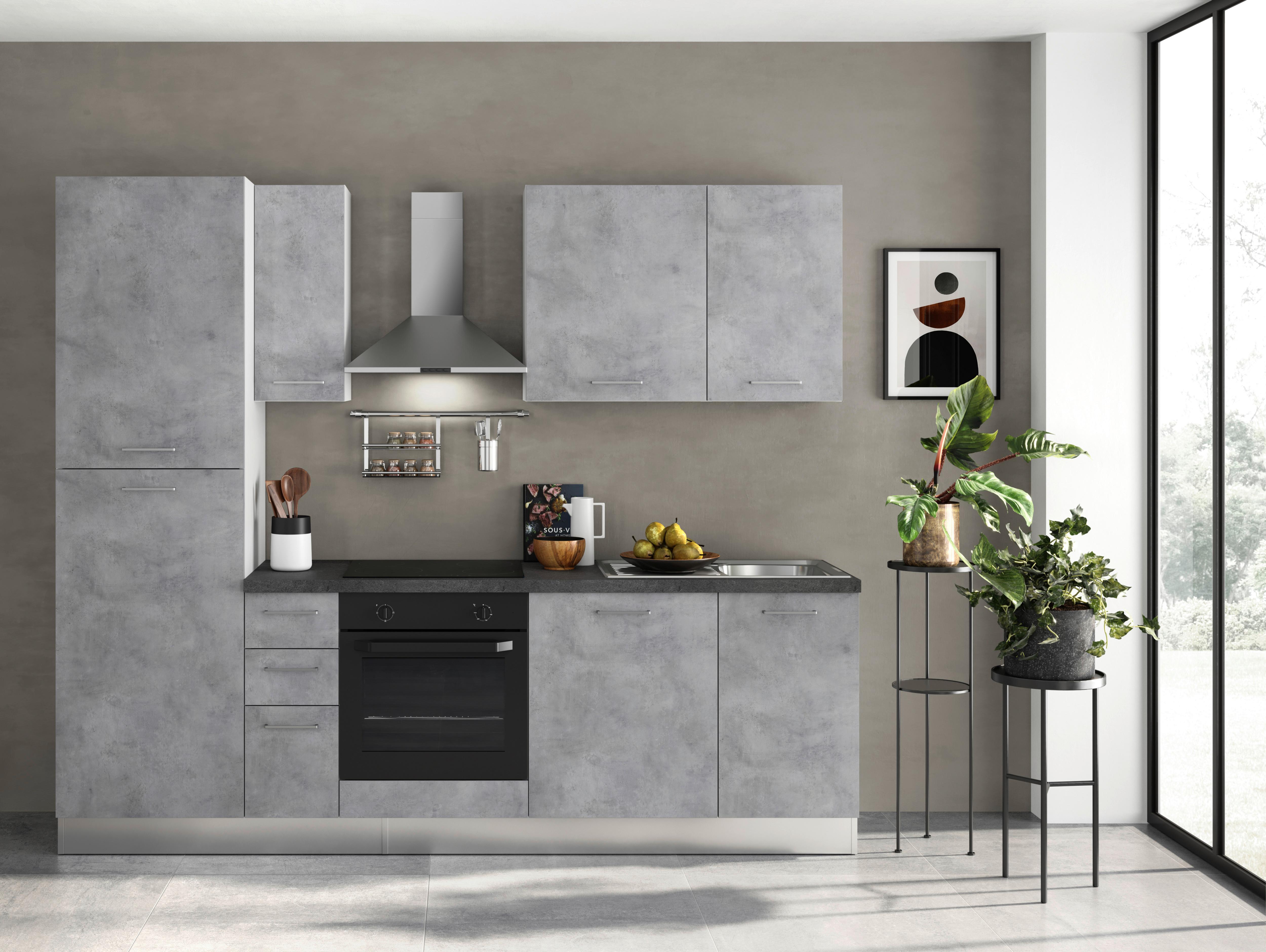 Küchenblock Gardena m. Geräten Hellgrau - Dunkelgrau/Hellgrau, MODERN, Holzwerkstoff/Kunststoff (255cm) - MID.YOU