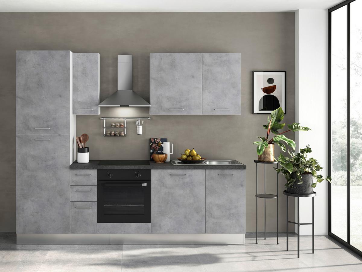 Küchenblock Gardena m. Geräten Hellgrau - Dunkelgrau/Hellgrau, MODERN, Holzwerkstoff/Kunststoff (255cm) - MID.YOU