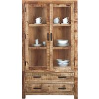 Vitrine aus Mangoholz Massiv - Naturfarben, Lifestyle, Holz (100/180/42cm) - Zandiara