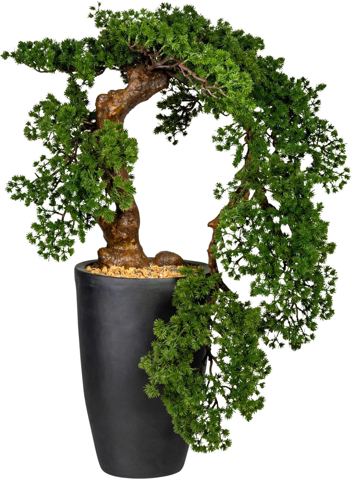 Kunstpflanze Bonsai Grün ca. 90cm - Schwarz/Braun, Design, Keramik/Kunststoff (90cm) - P & B