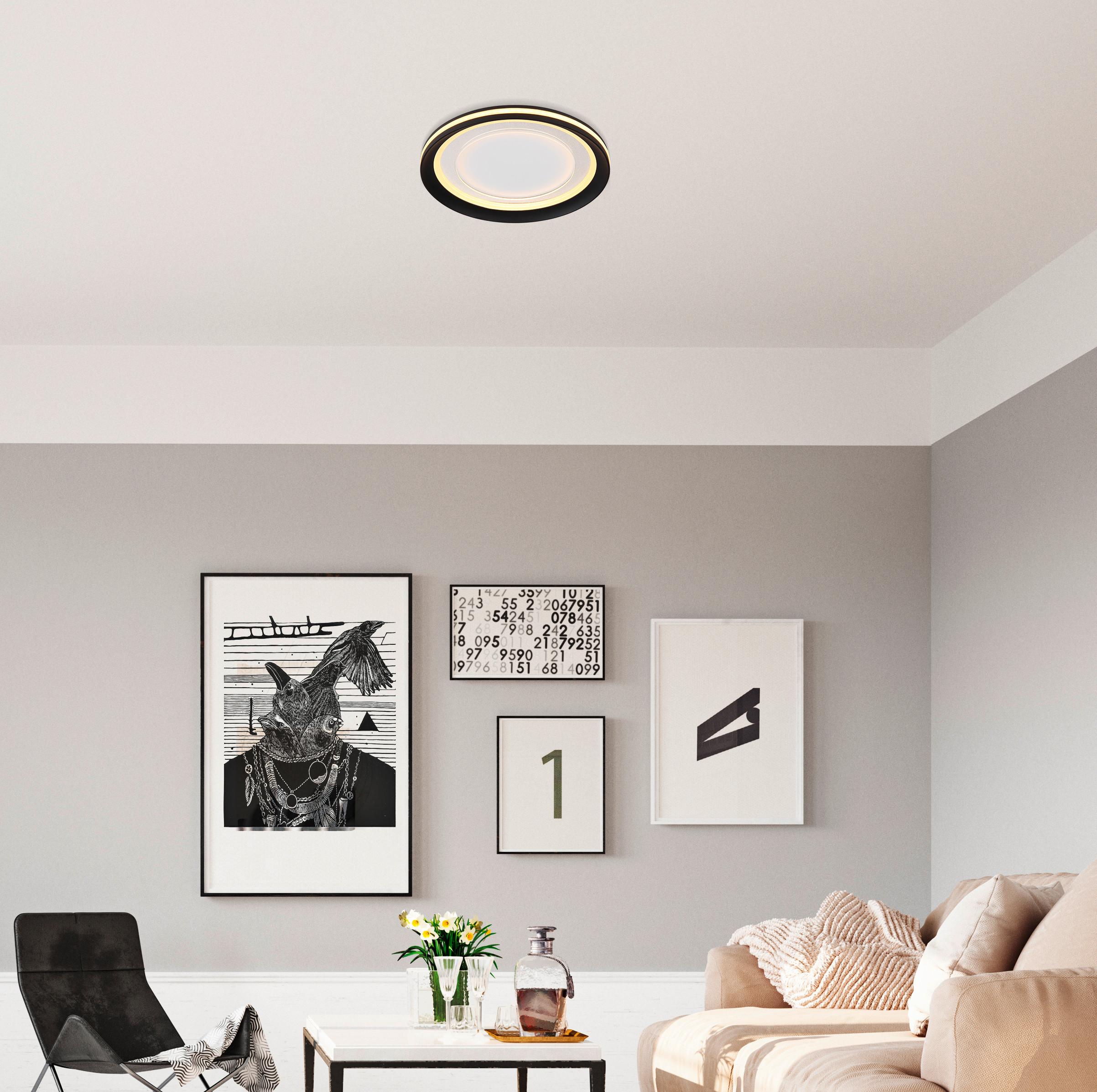 Deckenleuchte Clarino Schwarz/Weiss max. 18 Watt - Weiss/Opal, Basics, Kunststoff/Metall (30/5,5cm) - Globo