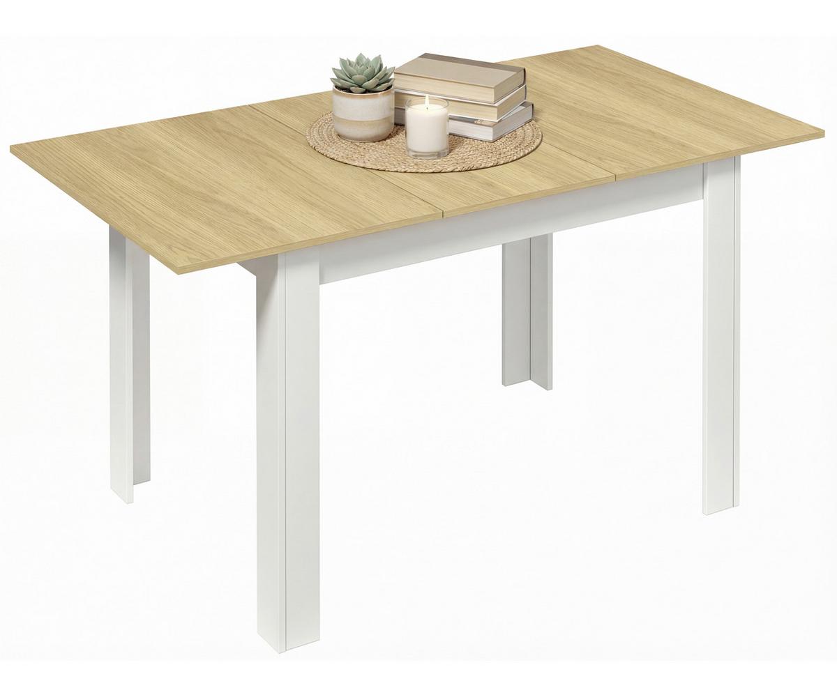 Esstisch Vcm Esstisch"pesoli"120/160x80 - Honigeiche/Weiss, Modern, Holzwerkstoff (109-149/80/75,5cm) - MID.YOU