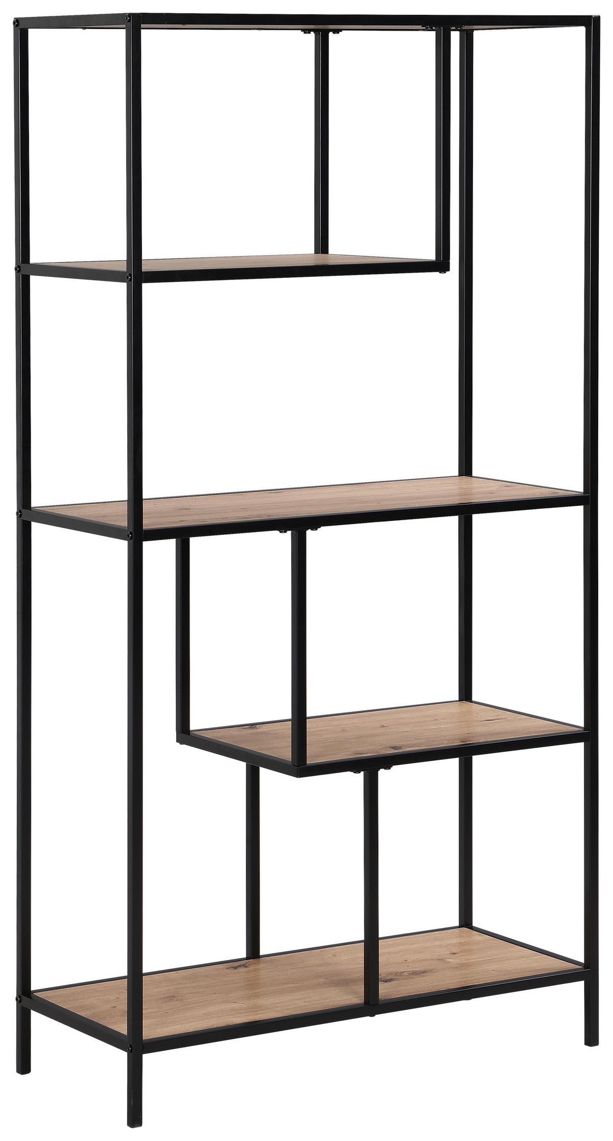 Polica Lilli - boje hrasta/crna, Moderno, drvni materijal/metal (77/150/33cm) - Modern Living