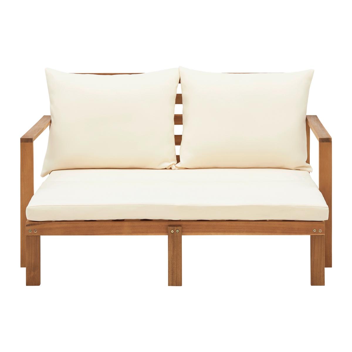 Gartenliege Pia Naturfarben Akazie/Outdoorstoff - Naturfarben, MODERN, Holz/Textil (130/75/80-130cm) - Bessagi Garden