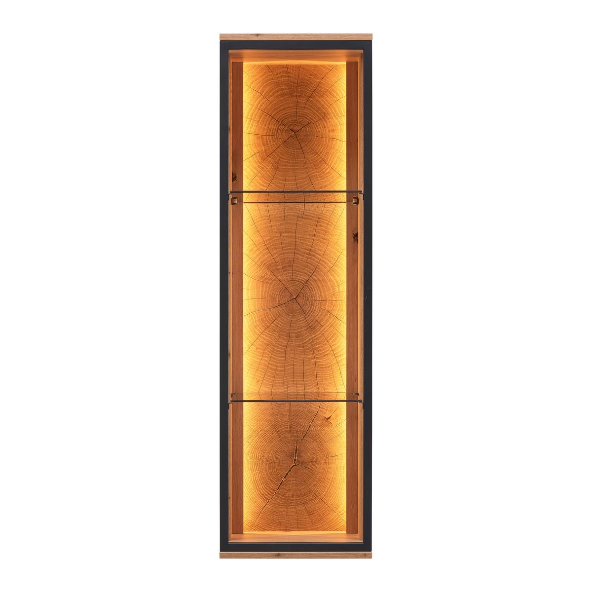 Hängevitrine Florenz Schwarz/Eiche Artisan - Schwarz/Eiche Artisan, MODERN, Glas/Holzwerkstoff (35/119,9/38cm) - Premium Living