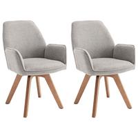 STUHL-SET TONY - Buchefarben/Hellgrau, MODERN, Holz/Textil (57/89/61cm) - MID.YOU