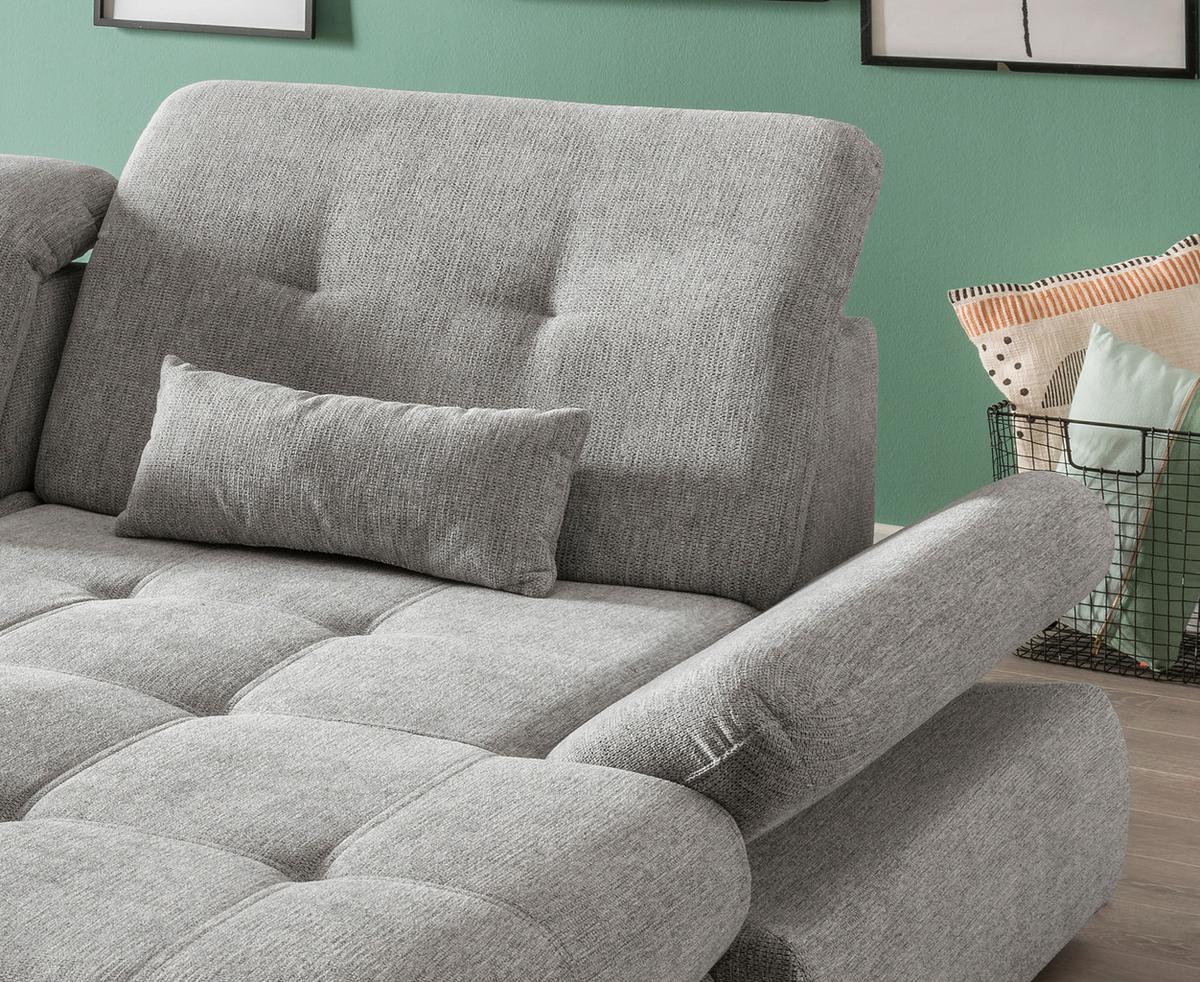 Wohnlandschaft Dalida Silberfarben Chenille - Chromfarben/Silberfarben, Design, Textil/Metall (300/196cm) - Livetastic