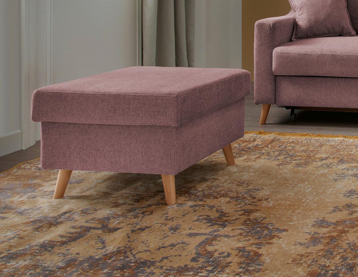 Hocker Valentina Rosa Struktur - Rosa/Naturfarben, KONVENTIONELL, Holz/Textil (61/43/61cm) - P & B