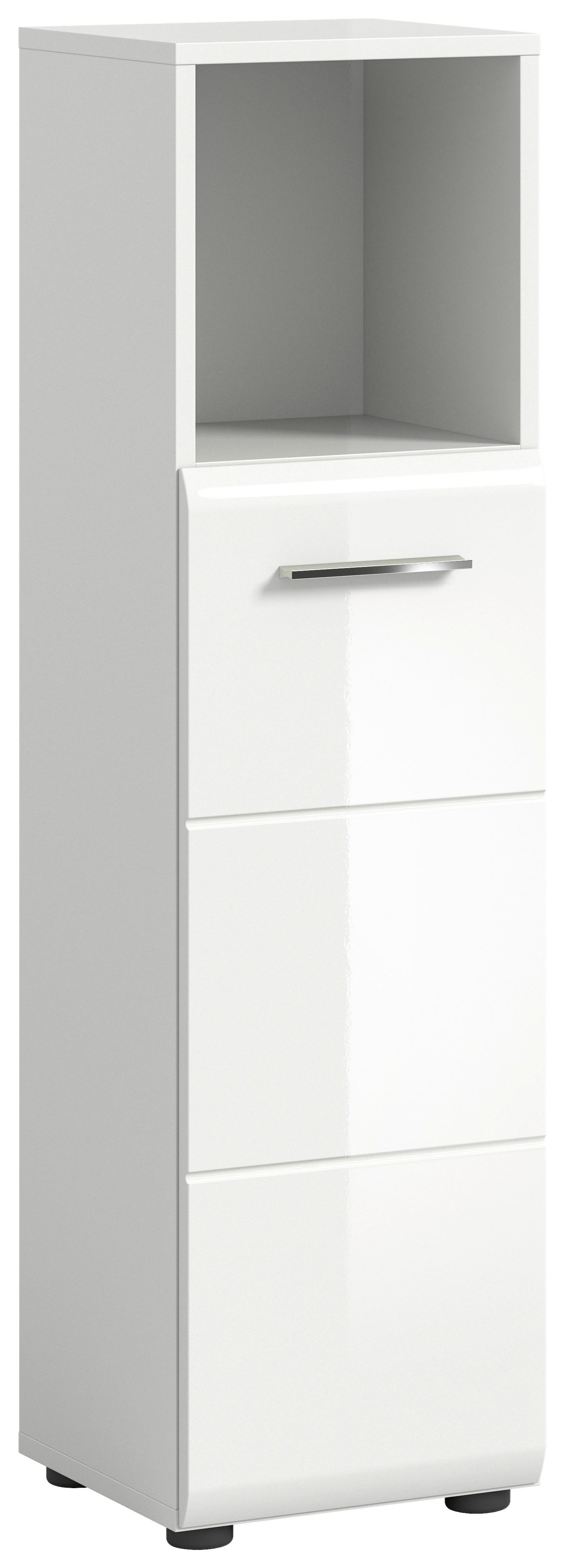 Unterschrank Ice ca. 30x110x30 cm Weiß hochgl. - Chromfarben/Weiß Hochglanz, MODERN, Holzwerkstoff/Kunststoff (30/110/30cm) - MID.YOU