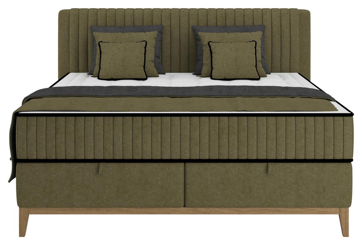 Bett Elena Olivgrün ca. 200x200cm - Olivgrün, KONVENTIONELL, Holz/Holzwerkstoff (200/200cm) - Sembella