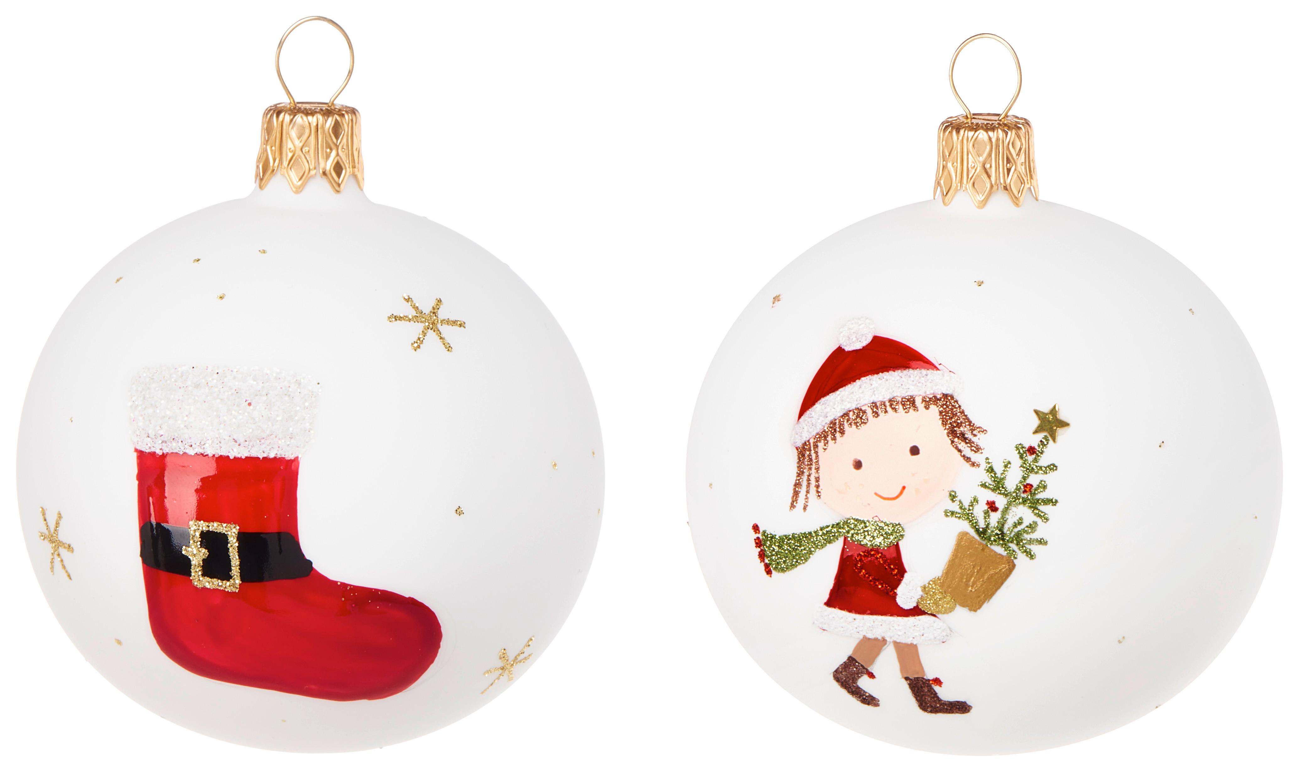 Christbaumkugel Isra in Weiß, 2 Stück - Weiß, Glas/Metall (7cm) - Modern Living