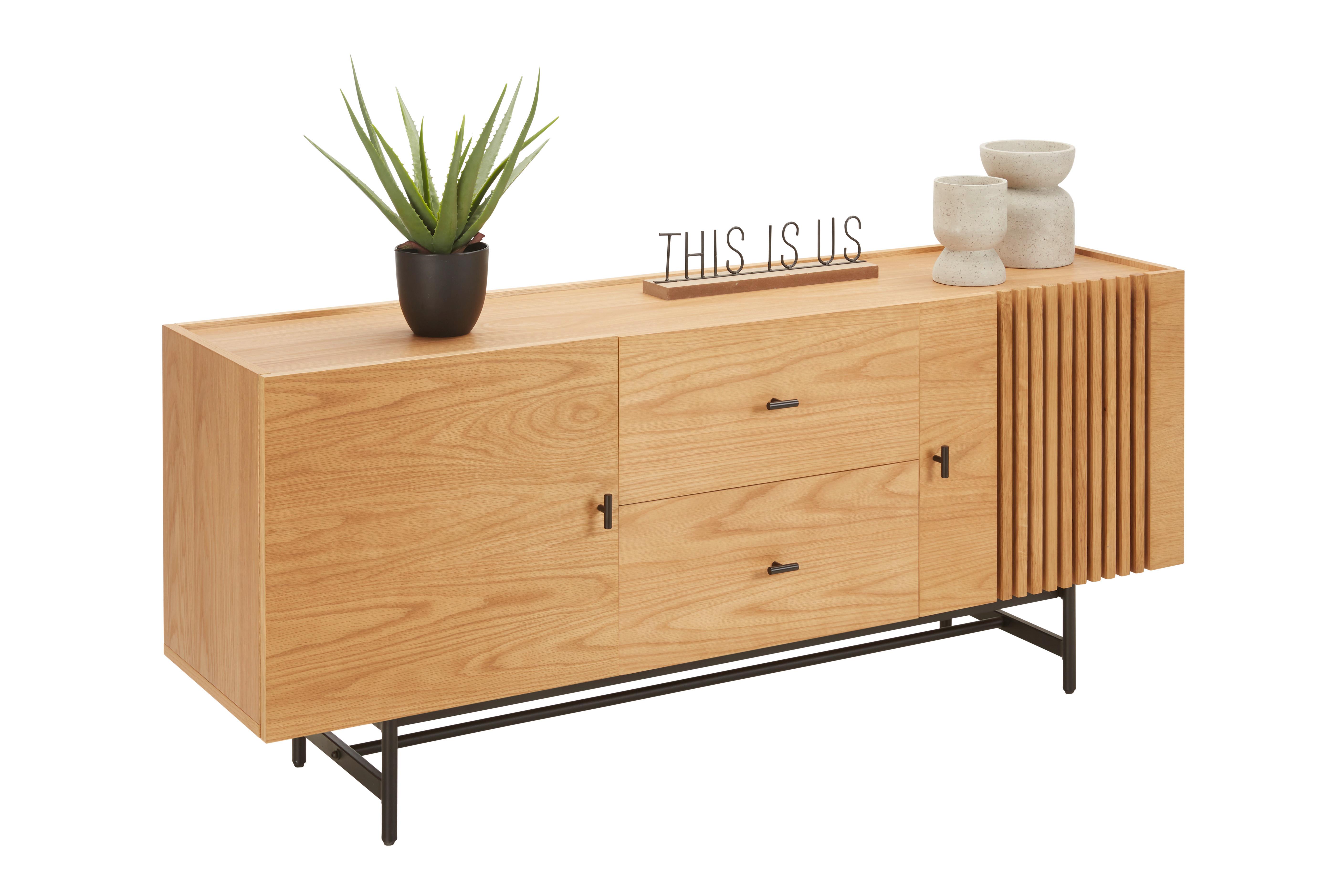 sideboard in Natur/Schwarz - Schwarz/Naturfarben, Modern, Holz/Holzwerkstoff (160/70/42cm) - Mömax