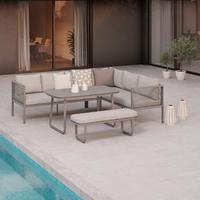 Gartenlounge Sophia - Beige/Creme, Modern, Glas/Textil (195/73/72cm)