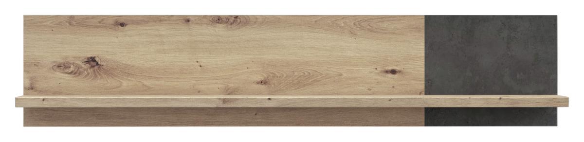 Stenska Polica Raven, Barva Hrasta, Temno Siva - temno siva/hrast artisan, Design, leseni material (120/25/23cm) - Carryhome