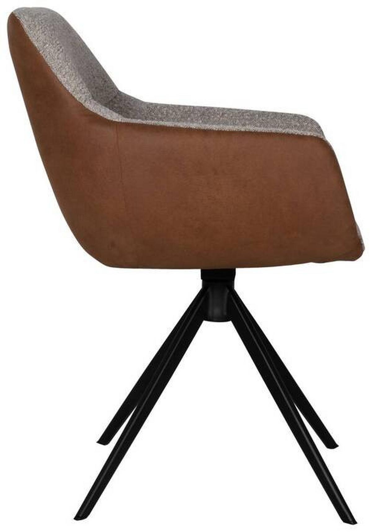 KRZESŁO Z PODŁOKIETNIKAMI FONS - greige/czarny, Design, metal/tkanina (61/85/61cm) - Valdera