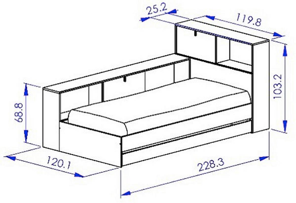 Postelja S Predalom Vivo, Barva Hrasta, 90x200 - hrast artisan, Basics, leseni material (90/200cm)