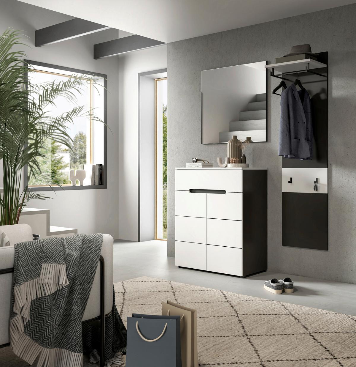 Predsoba Canu, Bela, Siva, 3-Delna - bela, Design, leseni material (140/190/37cm) - Livetastic