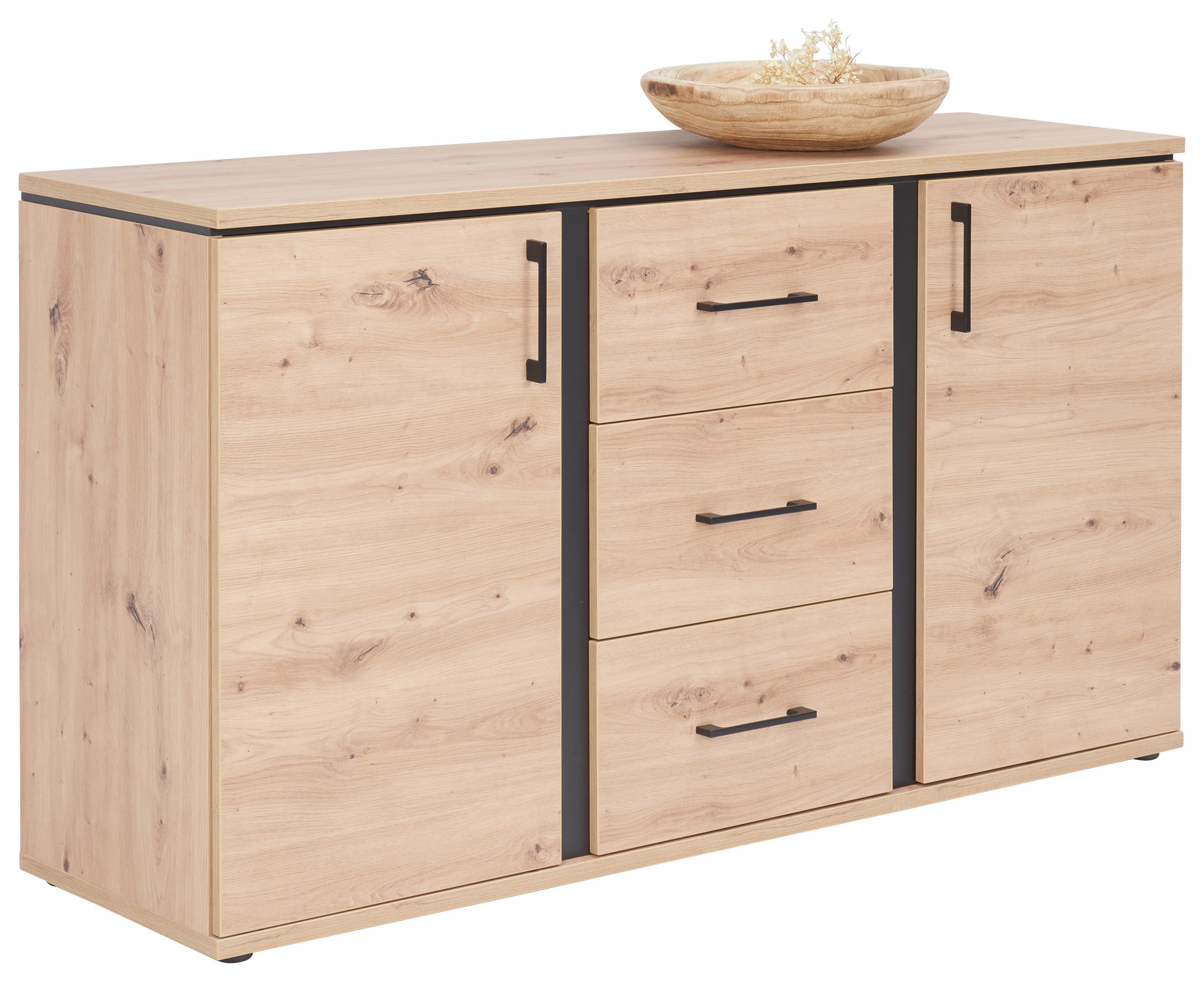 Comodă cu uși NATURE NATK 01 - culoare lemn stejar, Konventionell, material pe bază de lemn (145/84/42cm)