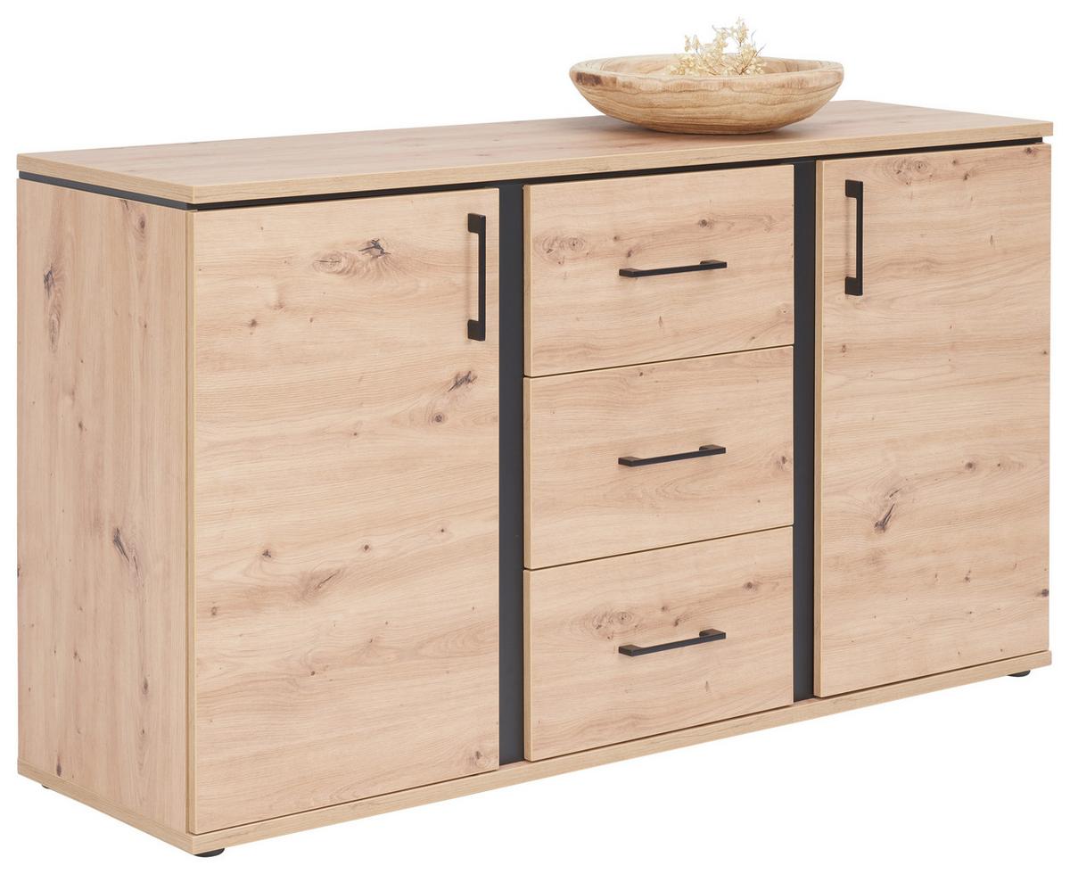 Comodă cu uși NATURE NATK 01 - culoare lemn stejar, Konventionell, material pe bază de lemn (145/84/42cm)