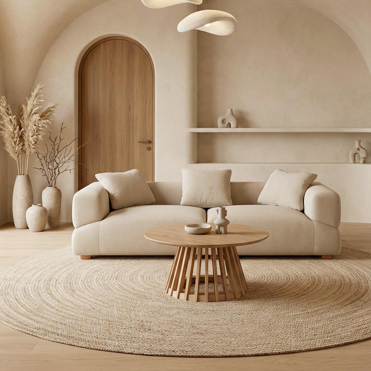 CANAPEA TALIA - culoare natur/gri, Modern, lemn/textil (237/60,5/98cm) - Bessagi Home