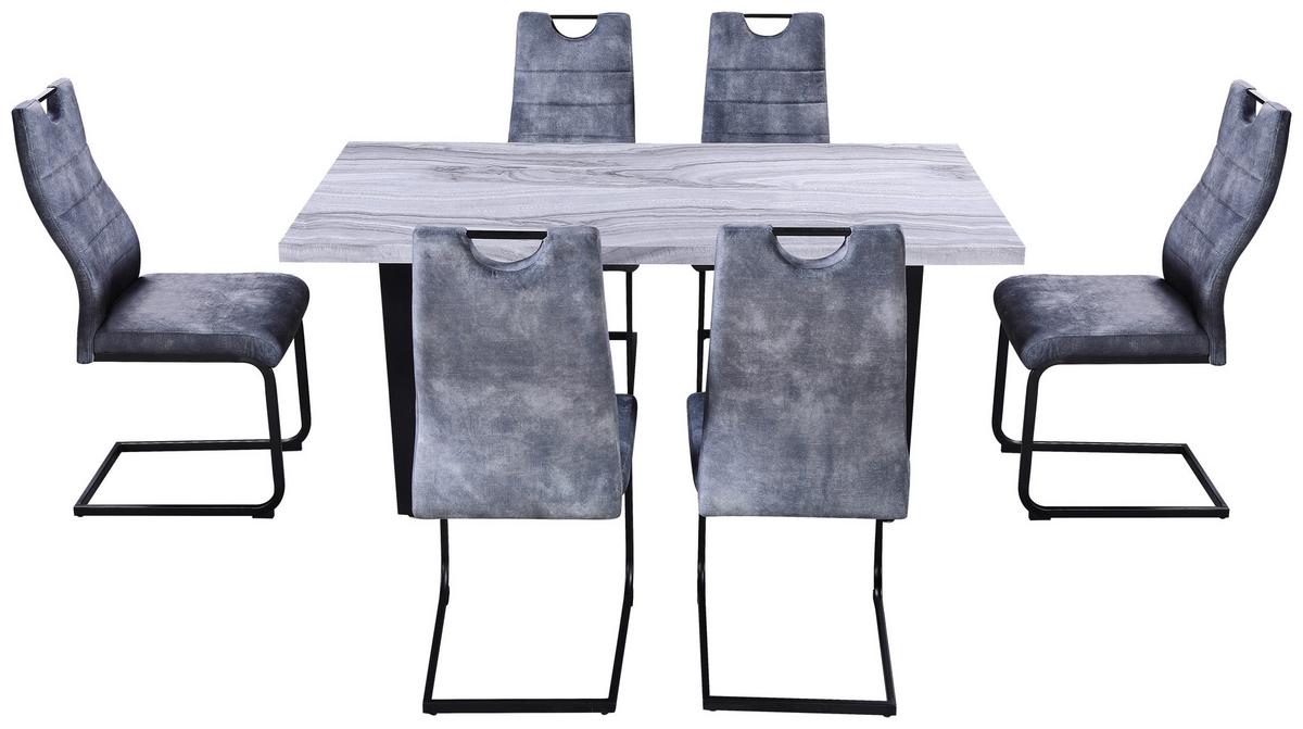 Set cu masa si scaune MELBOURNE - negru/gri, Modern, metal/textil (160/75/90cm) - Based