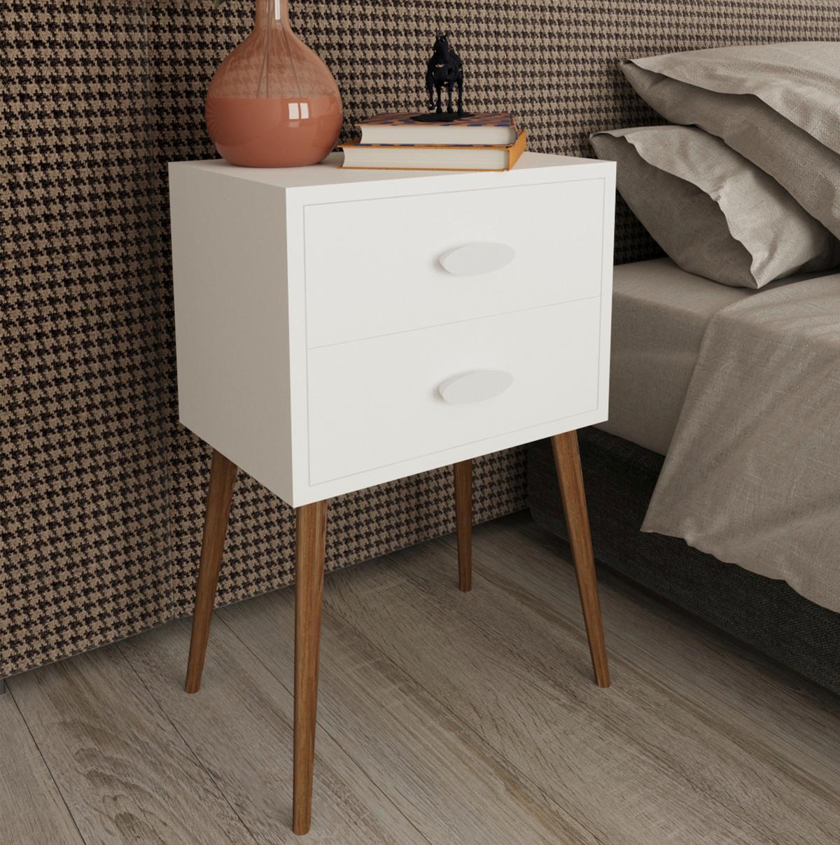 Nočna Omarica Singol Xxl, Bela - bela/medeni hrast, Moderno, leseni material (45/70/30cm) - MID.YOU