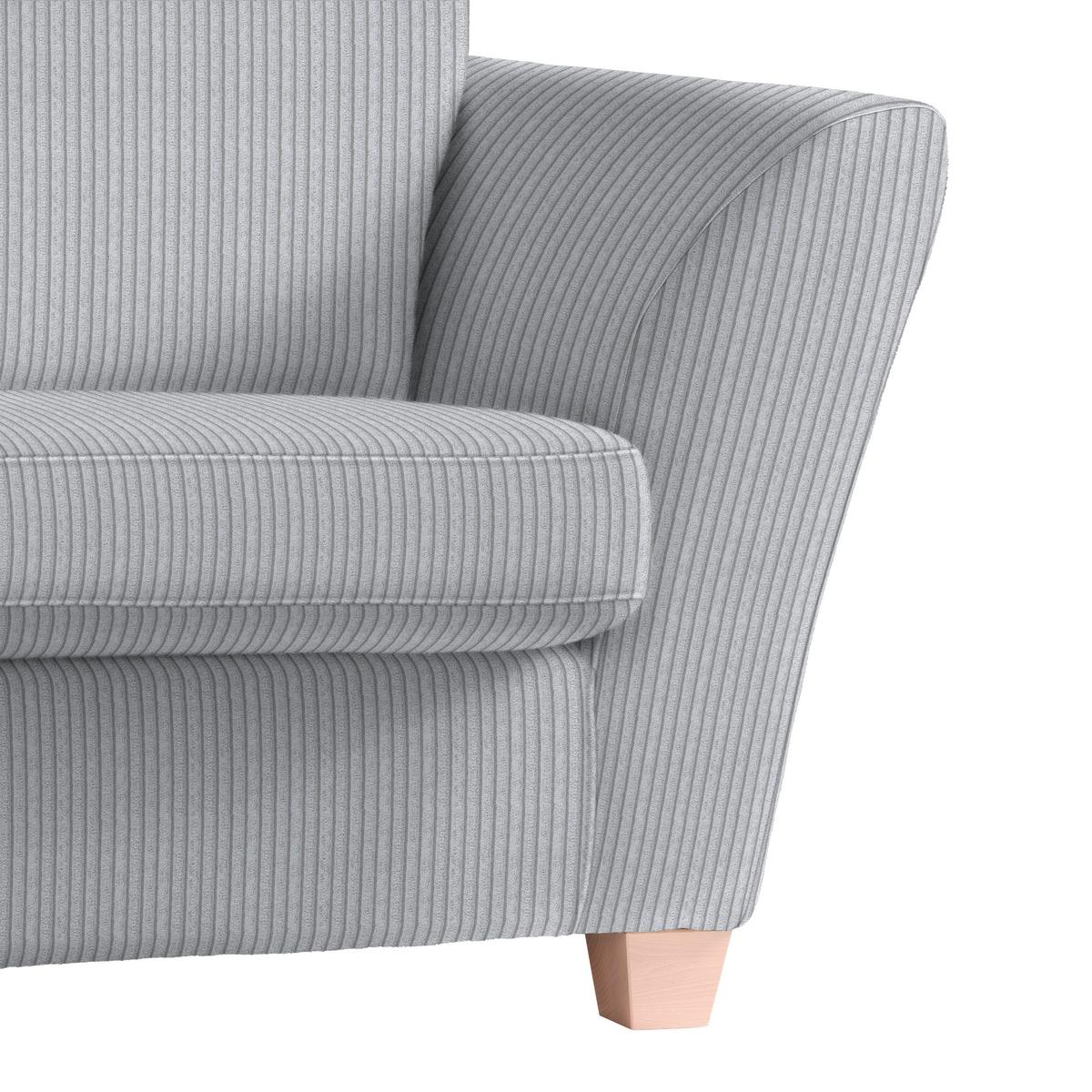 2-Sitzer-Sofa Devado Hellgrau Cord - Hellgrau/Naturfarben, Holz/Textil (190/70-85/95cm) - Mömax