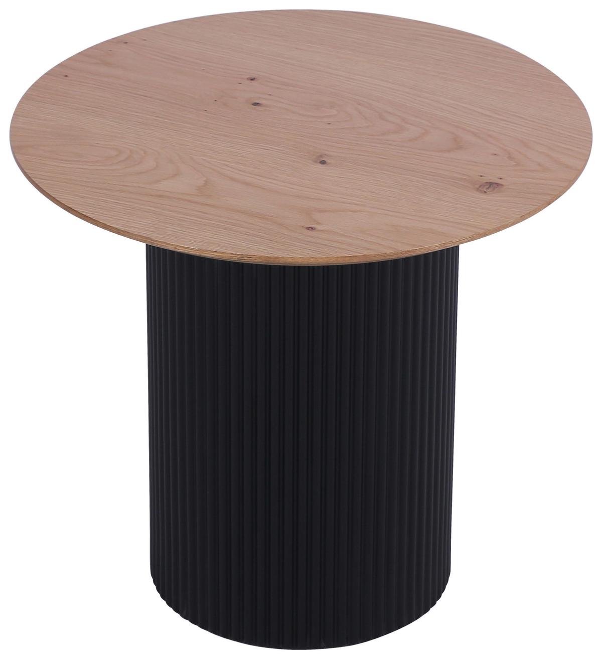 STOLIK KAWOWY GROOVE WOOD -EXKLUSIV- - kolor dębowy/czarny, Design, materiał drewnopochodny/drewno (50/50/48cm) - Stylife
