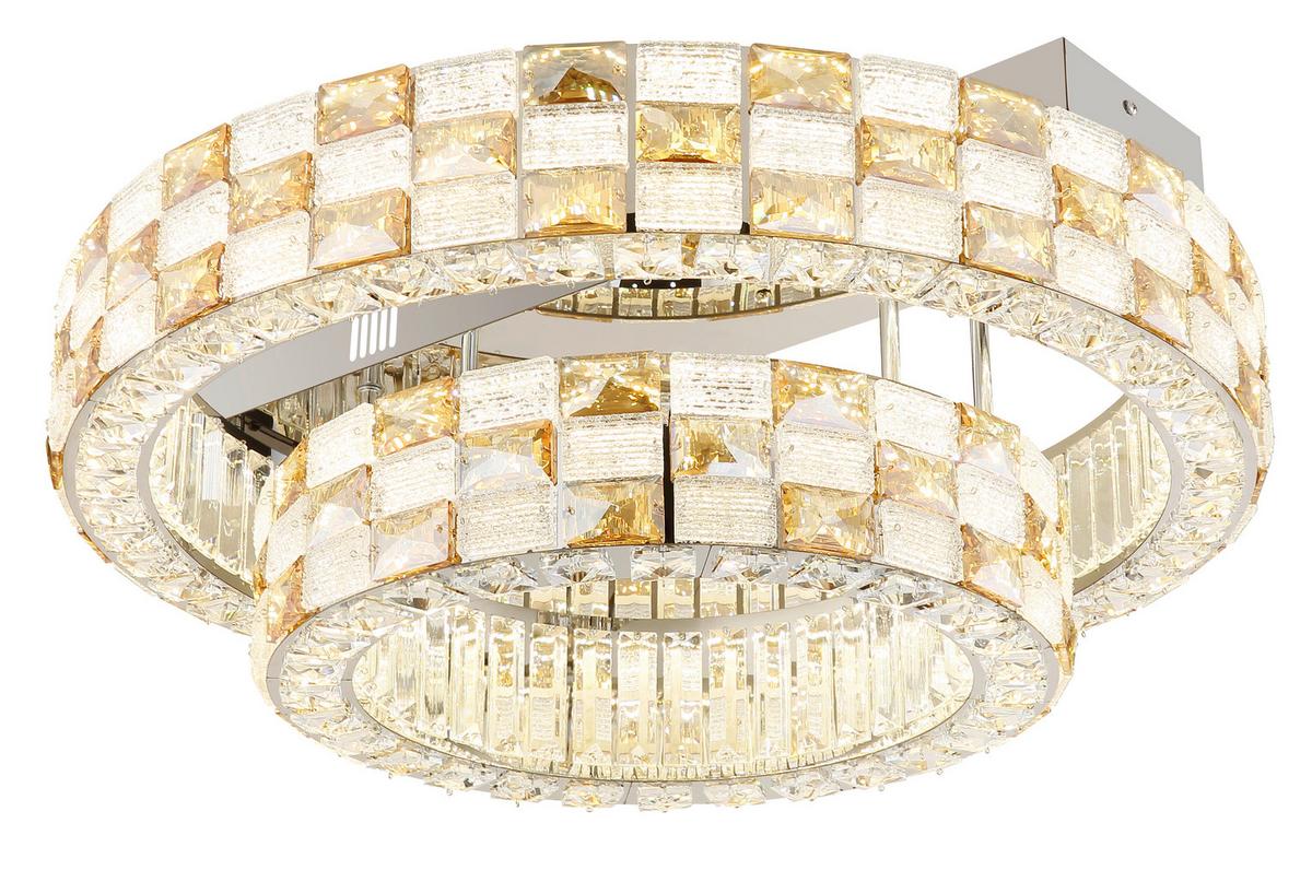 Led Stropna Svjetiljka Lidia - prozirno/boje kroma, Design, staklo/metal (61/24,5cm) - Globo