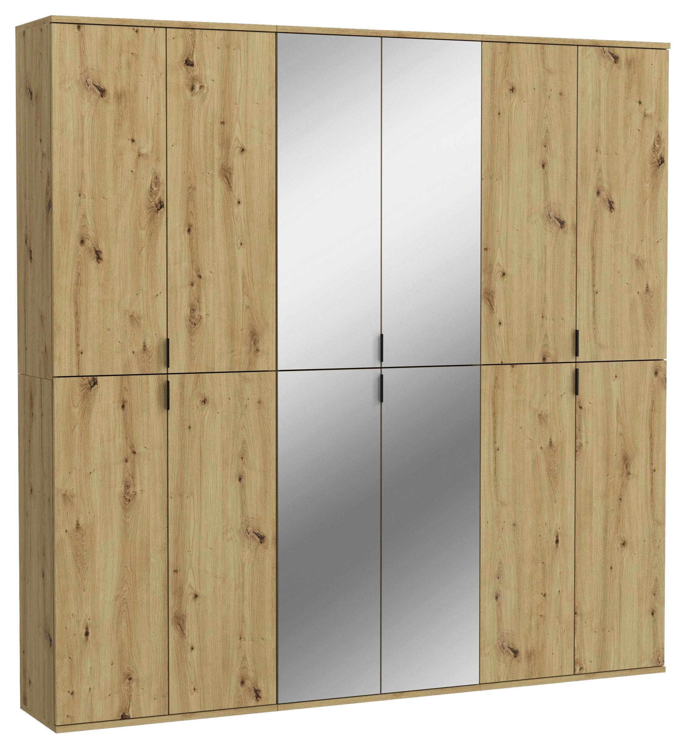 Garderobenschrank Projekt X ca. 183x193 cm Artisan Eiche - Schwarz, KONVENTIONELL, Glas/Holzwerkstoff (183/193/34cm) - MID.YOU