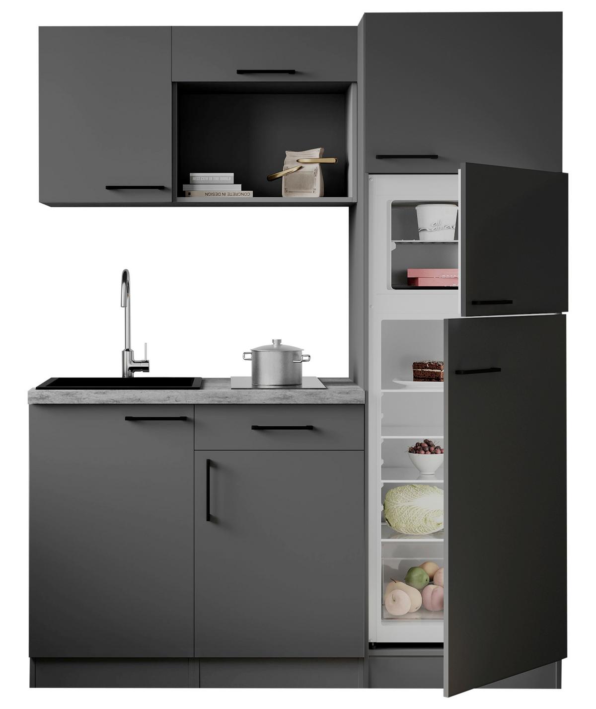 Küchenblock Oliver m. Geräten Grau - Grau, Trend, Holzwerkstoff/Metall (160cm) - Respekta