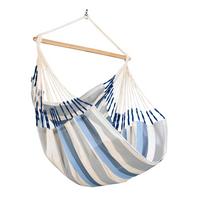 Hängesessel Comfort Hammock Echtholz ca. 110x160x180 cm - Weiß/Dunkelblau, KONVENTIONELL, Holz/Textil (110/160/180cm) - La Siesta