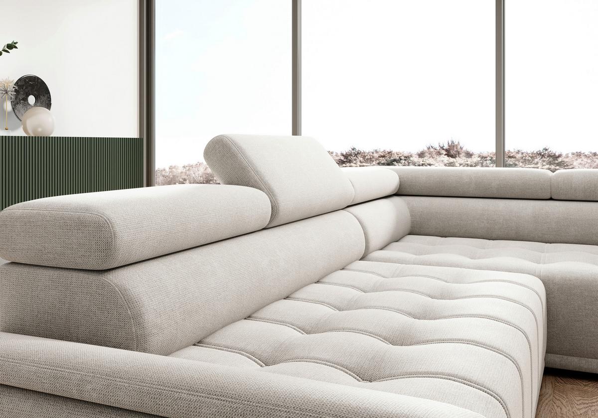 Kutna Garnitura Gremio - sivo-bijela/crna, Moderno, tekstil/plastika (283/106cm) - Modern Living