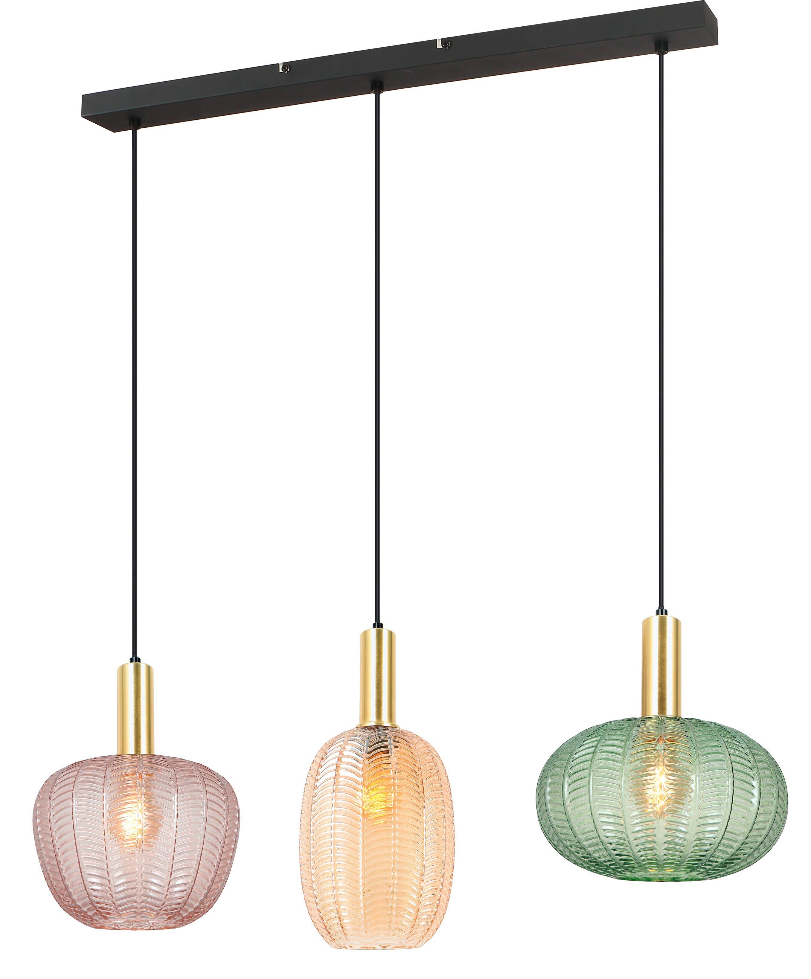 Hängeleuchte Bunti Multicolor max. 25 Watt - Pink/Goldfarben, MODERN, Glas/Metall (98.5/26/120cm)