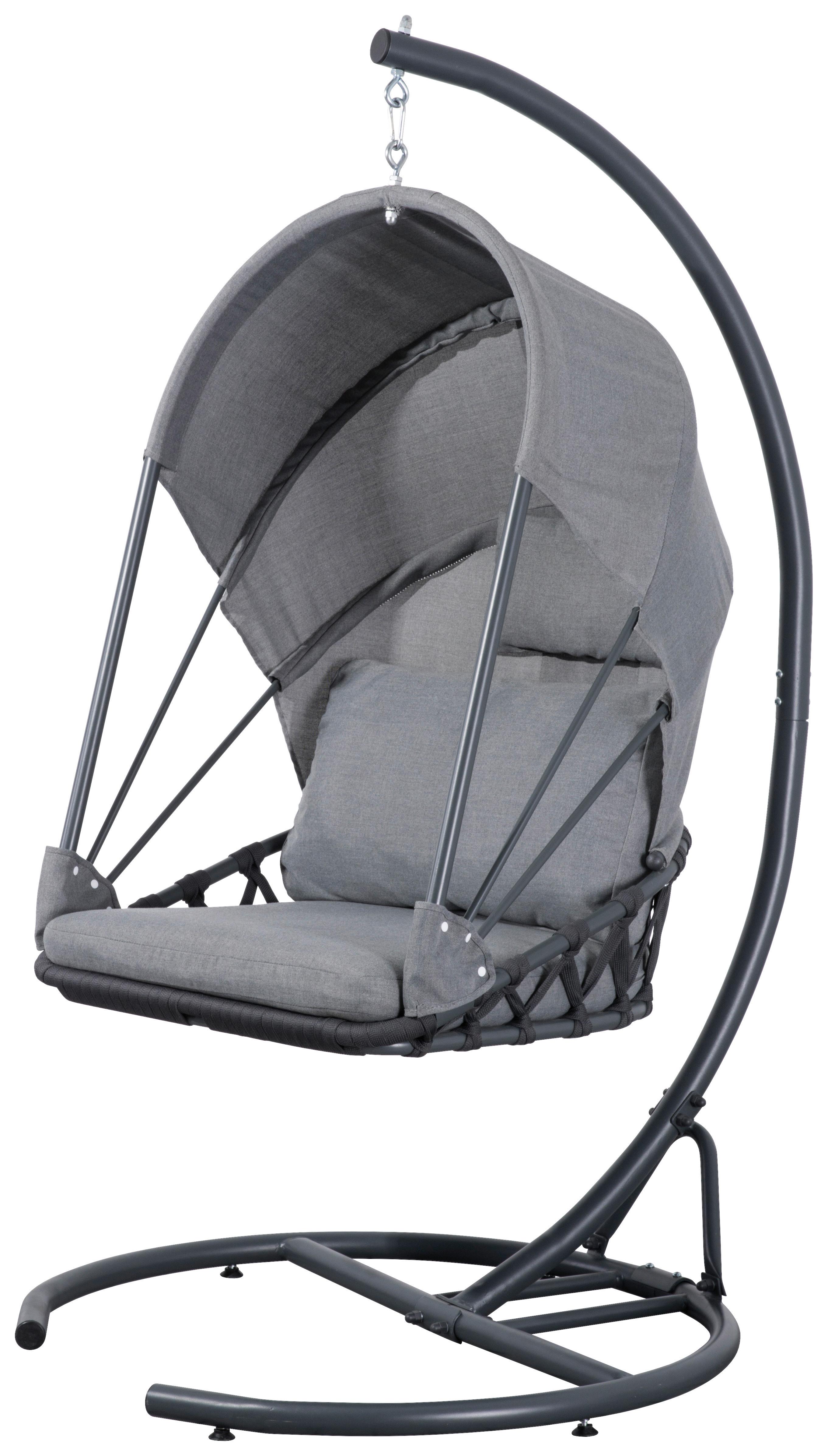 Viseči Stol Moon, Siva - siva/antracit, Basics, kovina/tekstil (120/100/200cm) - Acamp