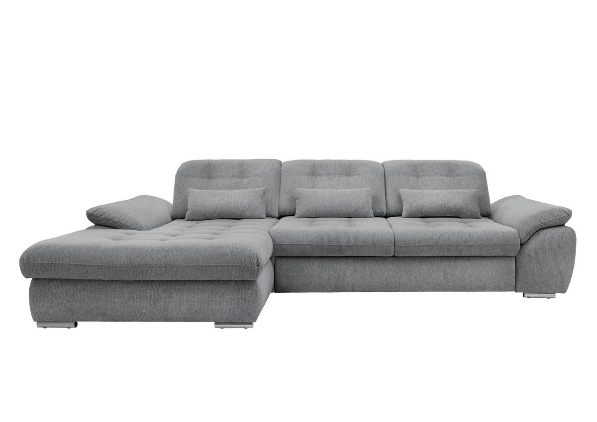 Ecksofa Rigatti mit Bettkasten ca. 184x314 cm Silberfarben - Chromfarben/Anthrazit, MODERN, Textil/Metall (184/314cm) - Livetastic