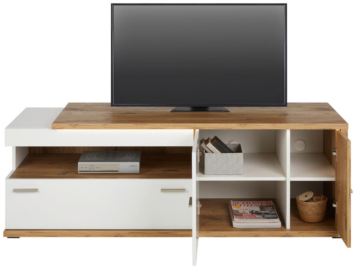 TV-Element Ambiente in Weiß/Eichefarben - MODERN, Holzwerkstoff/Kunststoff (163,6/56,6/53,6cm) - Mömax
