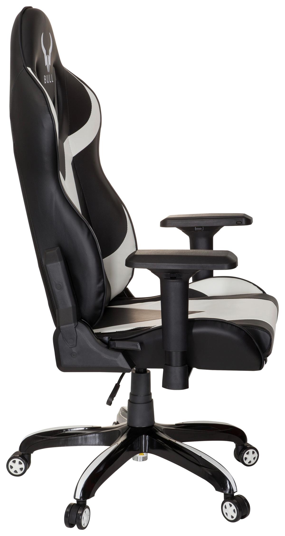 Gaming Stol Promoter I, Črna, Bela - črna/bela, Moderno, umetna masa/tekstil (74/133/67cm) - MID.YOU