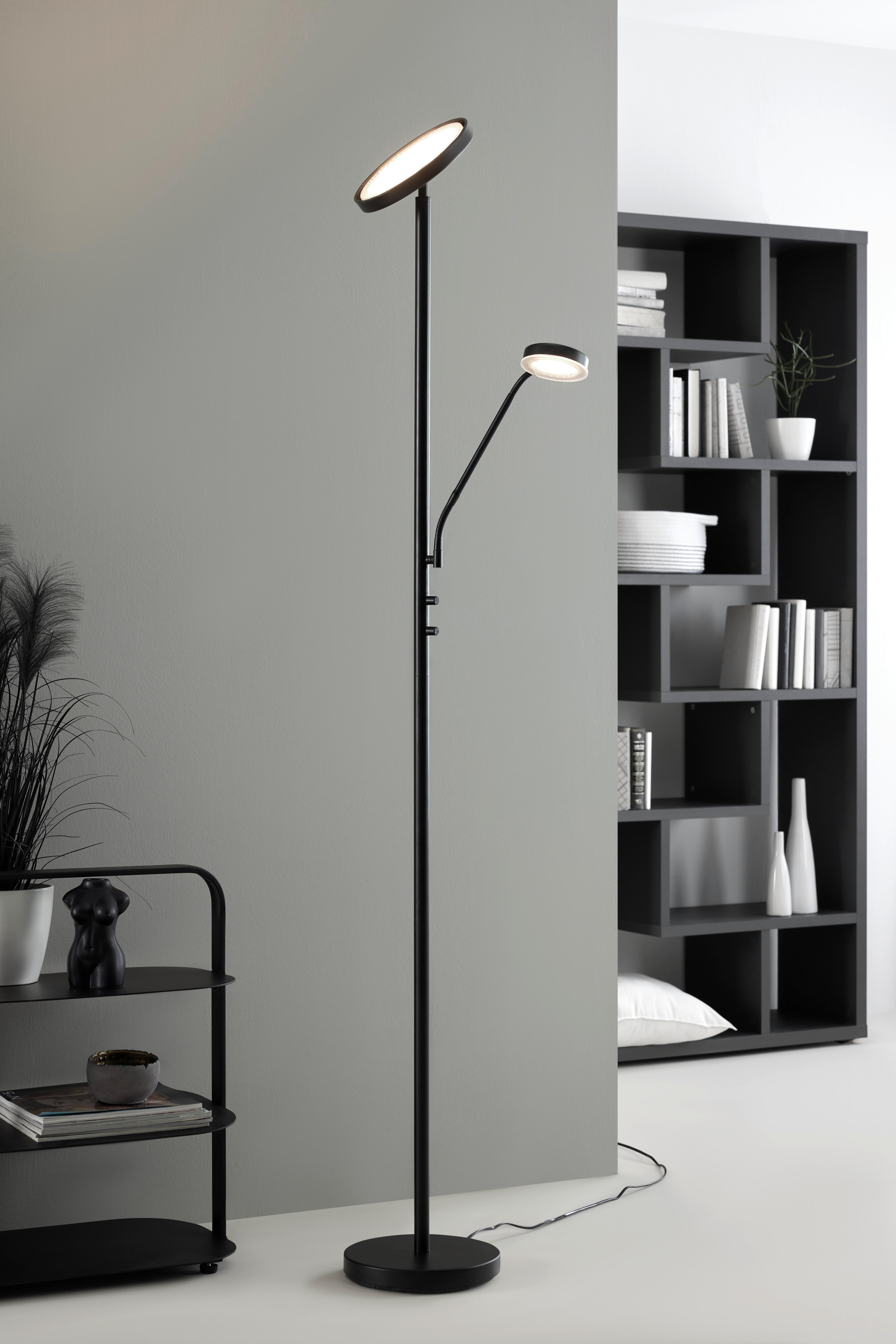 LED Állólámpa Minn - Fehér/Fekete, modern, Műanyag/Üveg (26/180cm) - Modern Living