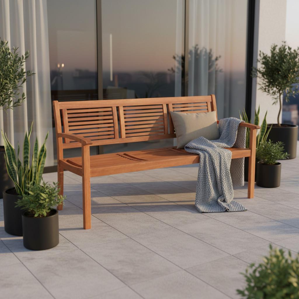 Gartenbank Cordoba aus Eukalyptus Natur - Naturfarben, Basics, Holz (160/90/58cm) - Gardenson