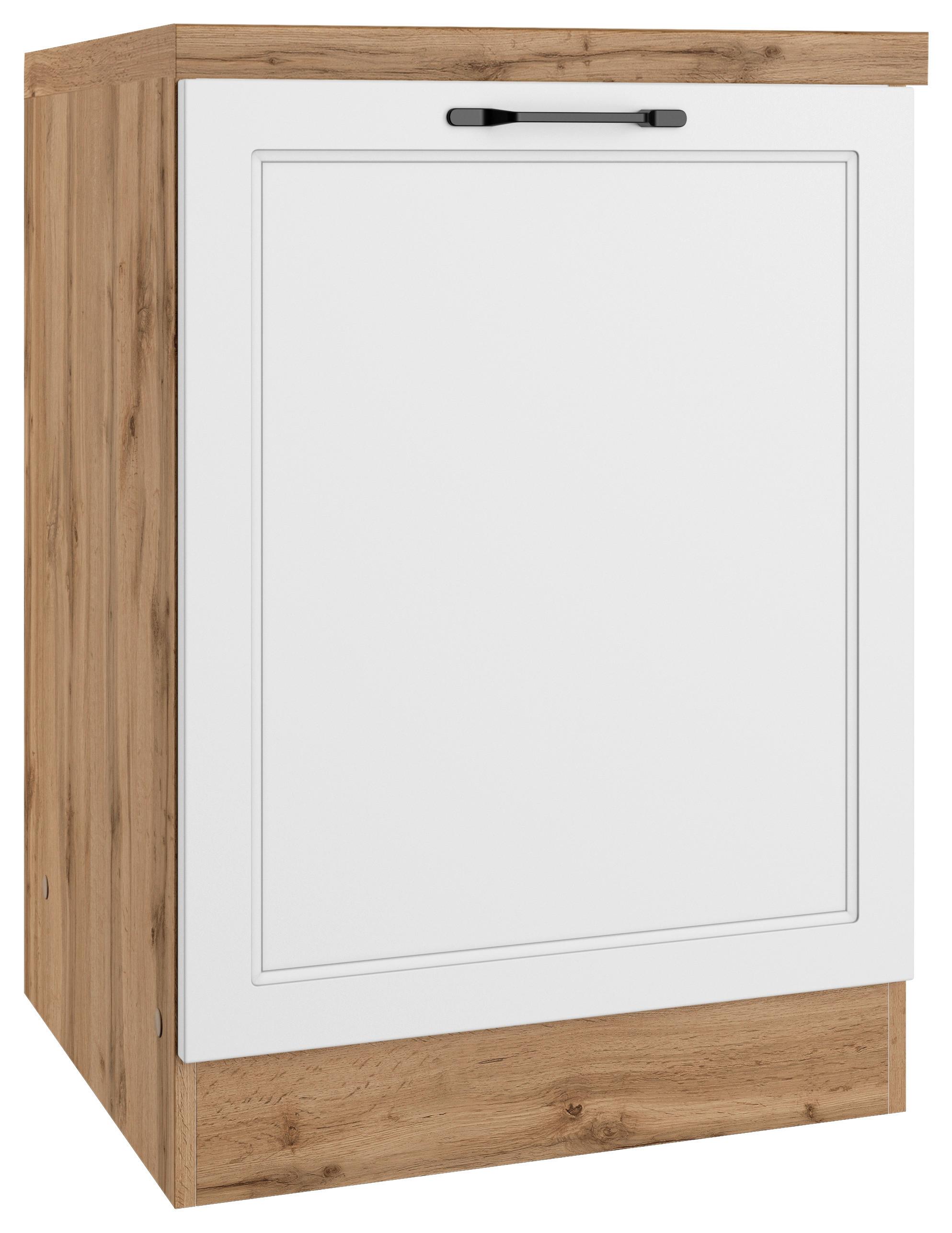 Küchenunterschrank Meran ca. 60x86x60 cm Weiß/Eiche - Eiche Wotan/Schwarz, LIFESTYLE, Holzwerkstoff/Metall (60/86/60cm) - Held