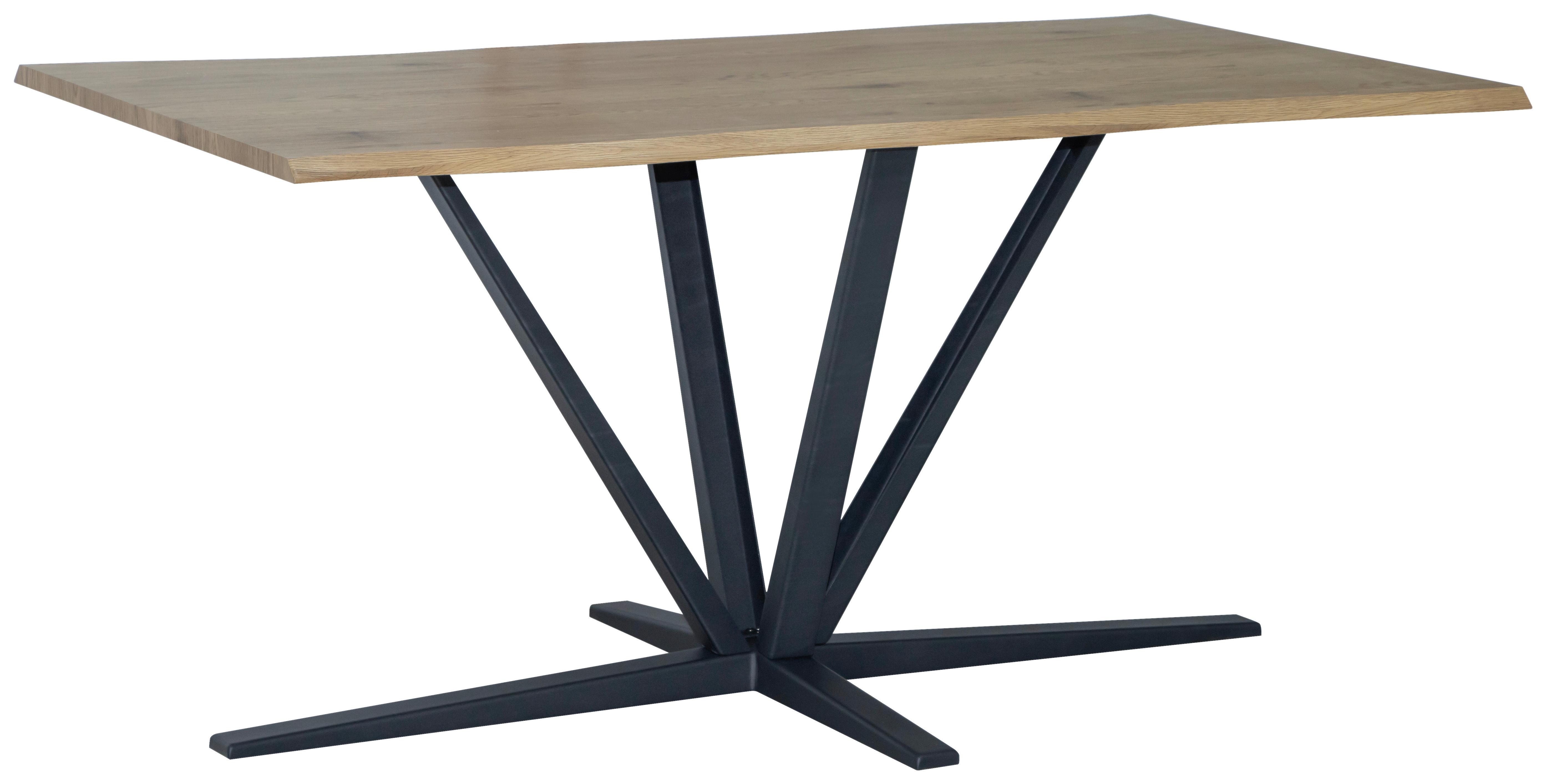 Jedilna Miza Pim, Barve Hrasta, 160x90 - črna/barve hrasta, Moderno, kovina/leseni material (160/76/90cm) - MID.YOU