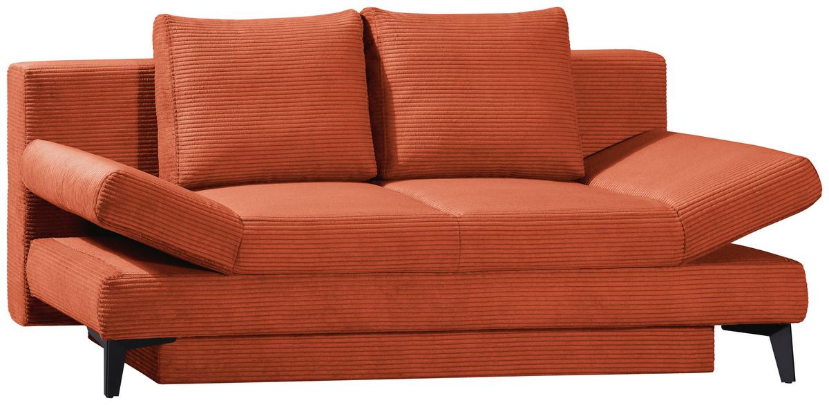 SOFA Z FUNKCJĄ SPANIA MELBOURNE - kolor rdzawy/czarny, Design, metal/tkanina (200/85/90cm) - Novel