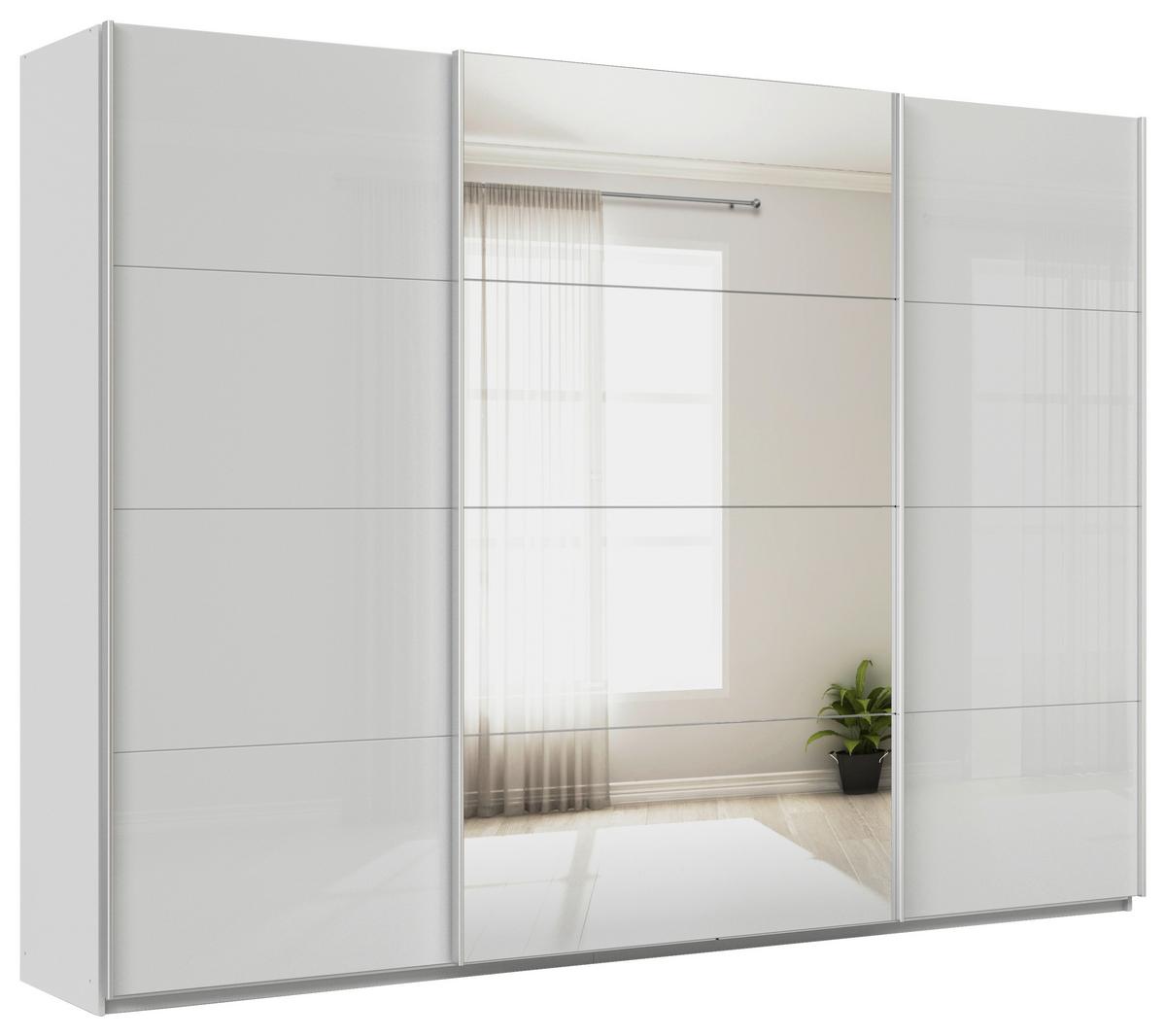 DULAP USI CULISANTE FELDKIRCH - argintiu/gri lucios intens, Modern, sticlă/material pe bază de lemn (315/229/62cm)
