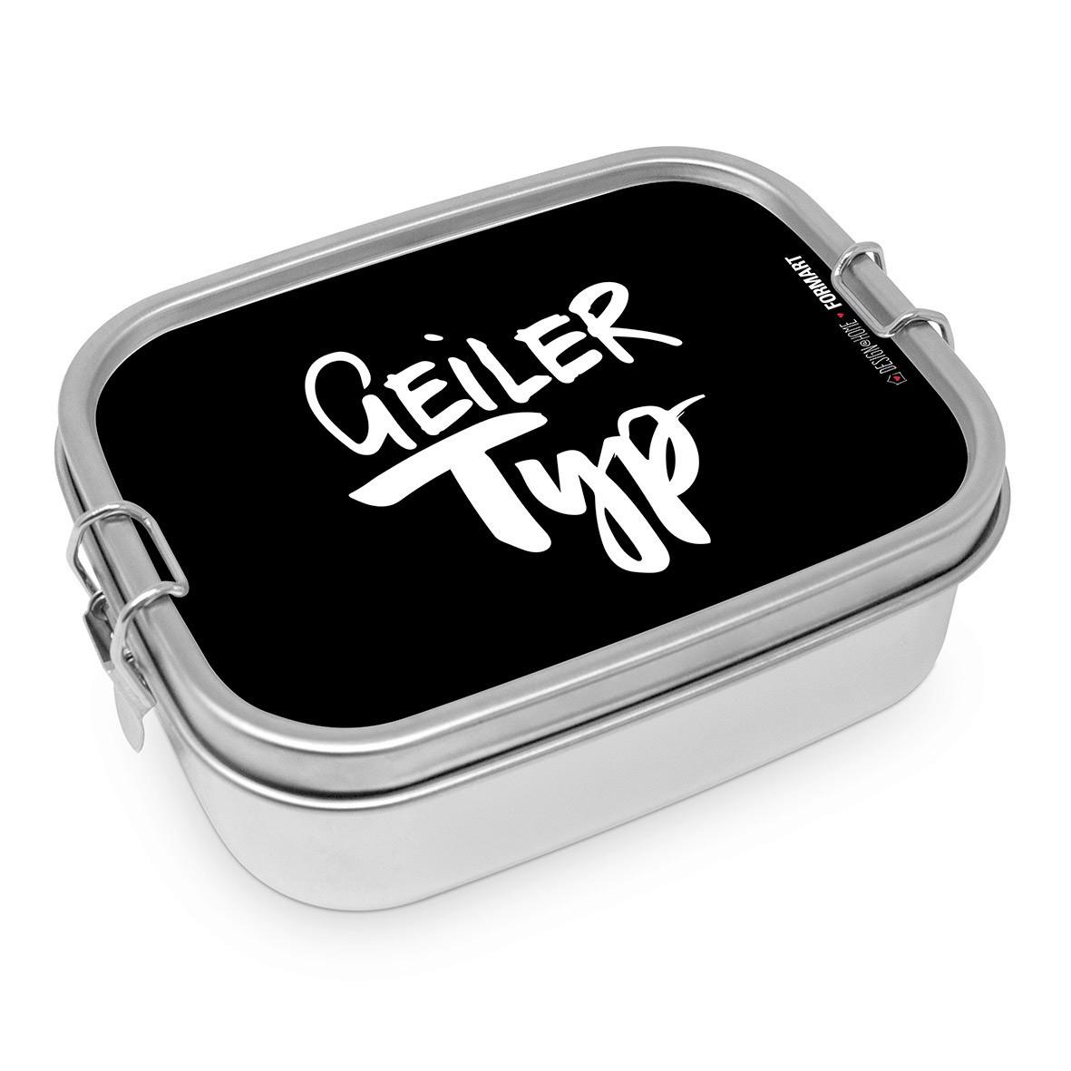 Lunchbox Geiler Typ aus Edelstahl - Weiss/Schwarz, Modern, Metall (14/16,5/5,8cm)