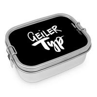 Lunchbox Geiler Typ aus Edelstahl - Weiss/Schwarz, Modern, Metall (14/16,5/5,8cm)